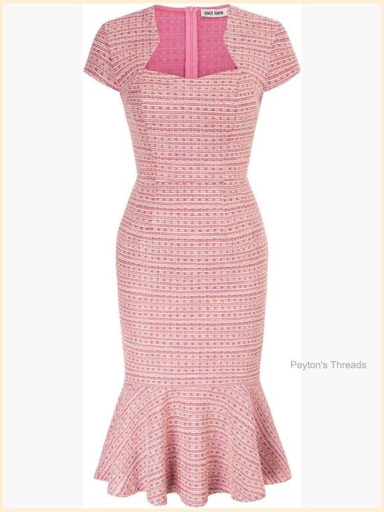 Dresses & Skirts - Elegant Cap Sleeve Fishtail Tweed Bodycon Cocktail Dress
